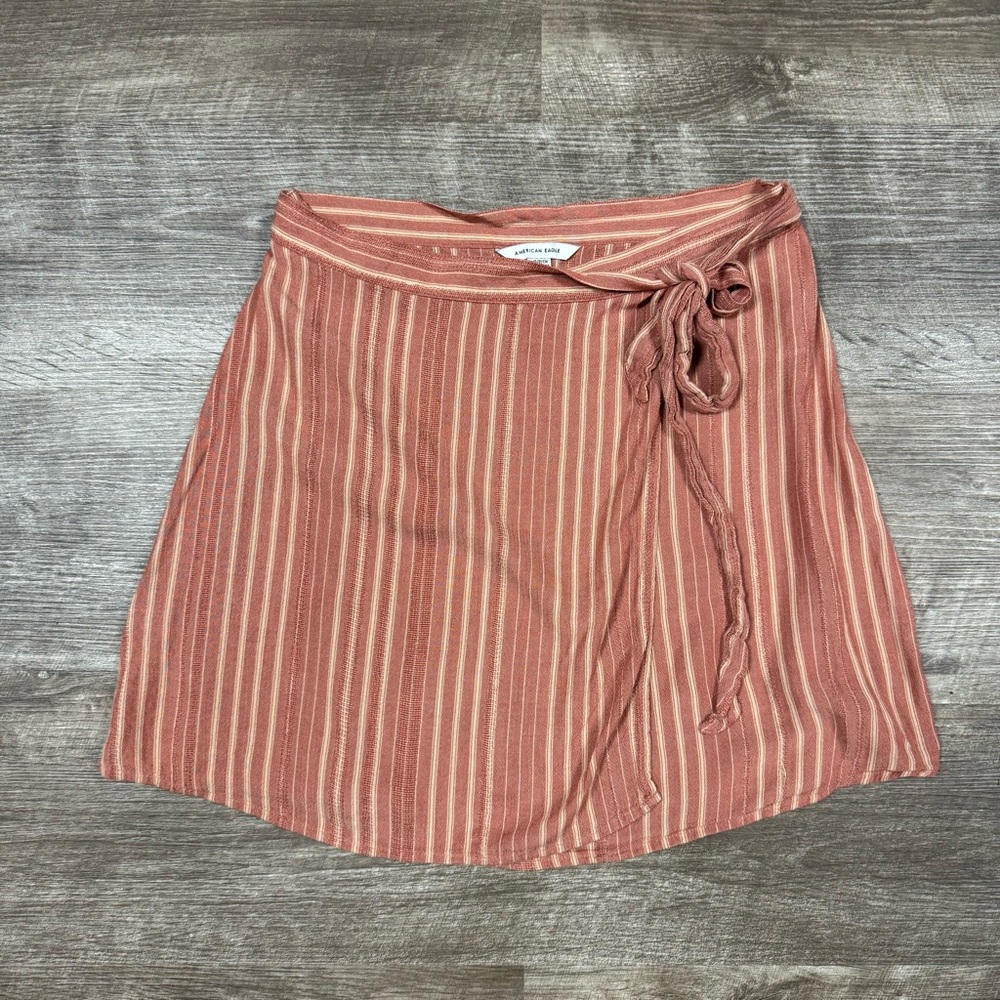 American Eagle Striped Mini Wrap Skirt Size Small